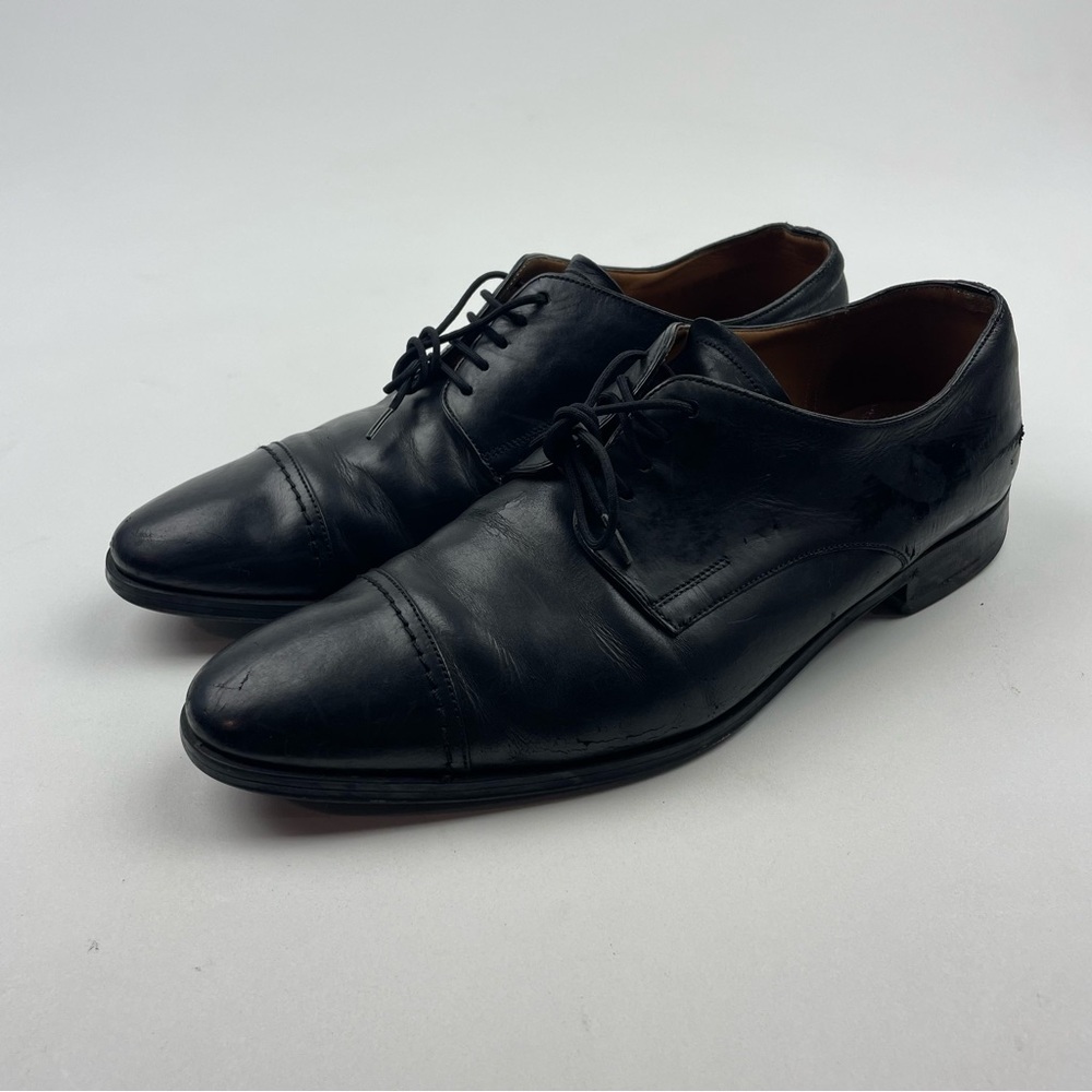 Bally Switzerland Men’s Size 7 D Black Leather Cap Toe Lace Up Derby